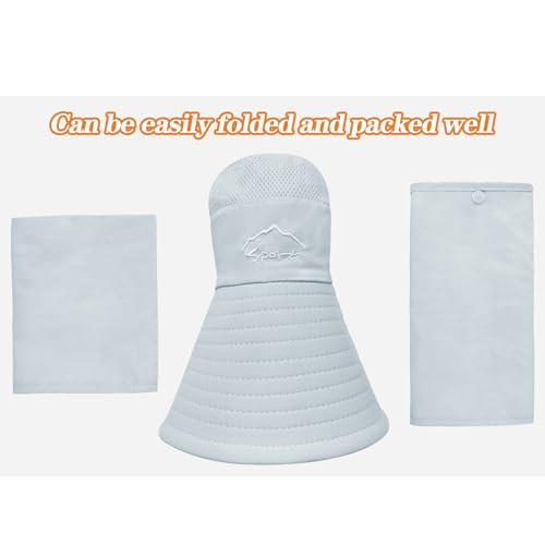 Sun Hats for Men Women Fishing Hat UPF 50+ Breathable Wide Brim Summer UV Protection Hat with Face Cover & Neck Flap