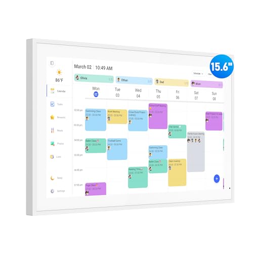 Digital Calendar, 15.6 Inch Wall Planner Electronic Calendar & Chore Chart, Smart Touchscreen Interactive Display for Family Schedules, Great for Organizing Your Routines, Wall & Desk Mountable, Gifts for Women Men, Gifts for Mom Dad
