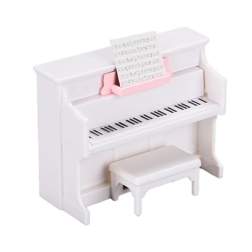 Quintrost Mini Adornos de Piano con Taburete, 1:12, decoración de casa de muñecas, Juego de Muebles, Modelo de Piano simulado, Accesorios de Juguete, decoración de Muebles de jardín