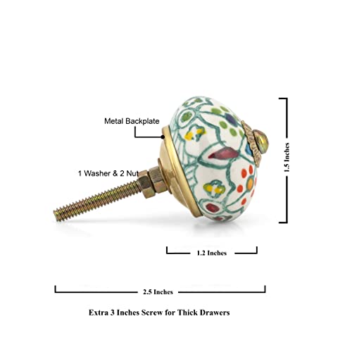Image of Knobs for Drawers - Vintage Assorted Blue Pottery Ceramic Door Handle for Kitchen Cabinets Home Decor Items - Assorted Multicolor - Pack of 20