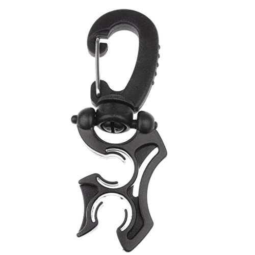 Clip doble para de buceo con soporte giratorio y retenedor de manguera para regulador