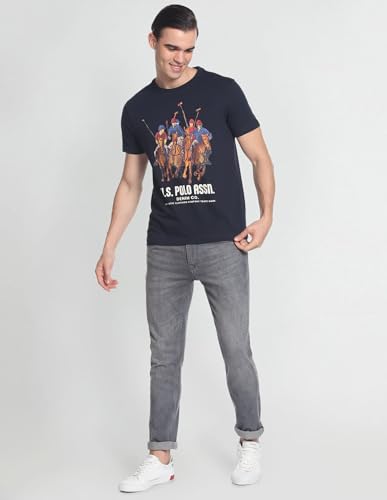 Image of U.S. Polo ASSN. Brand Printed Cotton T-Shirts for Men - Slim Fit, Half Sleeves Mens Casual T Shirts