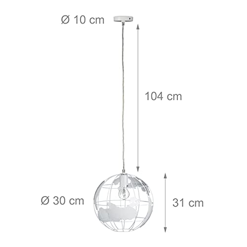 Lámpara de techo globo terráqueo con diseño minimalista de metal blanco 4