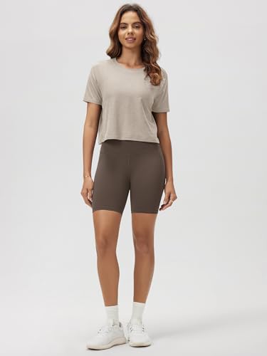 Image of ODODOS Women's Performance Cropped Tee Ultra Soft odSTRATUM Tech Short Sleeve Relaxed Top Crew Neck T-Shirts