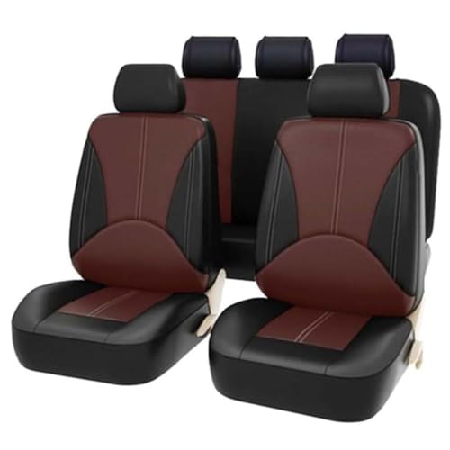 KJUHYHBhHHg 9 Piezas Juego De Fundas De Asiento para KIA Tonic 2018-2025, Funda De Asiento De Cuero PU Universal, Protector De Asiento De Coche Antideslizante,G/Black Coffee