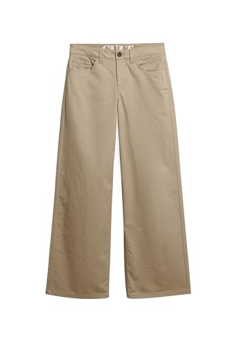 Superdry Para Mujer. W7011313A PantalóN Chino Baggy Beige (30/30), Casual, AlgodóN