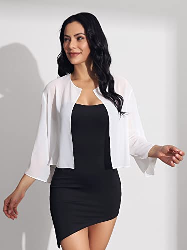 HEREAD Women Chiffon Shrug Bolero Cardigan Sheer Long Sleeve Wedding Evening Dresses Shawls and Wraps Bridal Cape Cover Up3