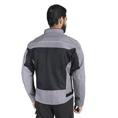 Image of HARLEY-DAVIDSON X Bold Edge Riding Jacket for Men | Polyester with Breathable Mesh Lining | Reflective Prints, Pre-Curved Sleeves & Protector Compartments | Comfortable & Stylish Motorcycle Jacket