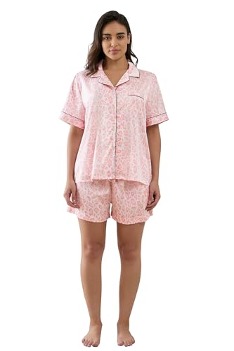 Image of YiNi LuLu Womens Silk Satin Shorts Pajamas Set Button Down 2 Piece Pjs Short Sleeve Oversized Sleepwear with Pockets