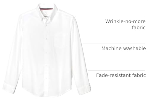 Image of French Toast Boys Long Sleeve Oxford Shirt (Standard & Husky), White, 16 Husky