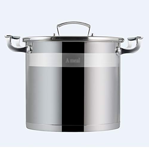 GXXINGIN Olla de Acero Inoxidable 304 de Gran Capacidad para Sopa, Gruesa y doméstica, para Cocina de Gas e inducción (5-16 L), para 1-8 Personas (tamaño: 10 L)