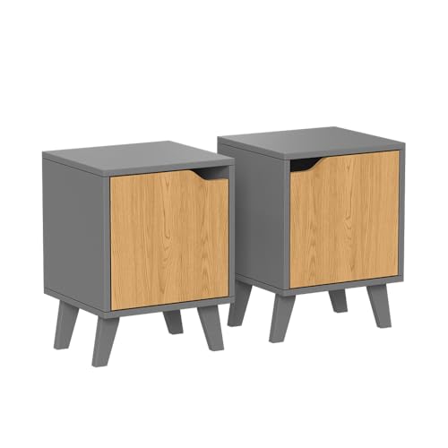 Vicco Nachttisch Malu, Anthrazit/Eiche, 2 Teile, zur Aufbewahrung und Ablage neben dem Bett