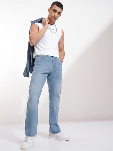 Image of Highlander Men's Loose Baggy Fit Jeans | Mid Rise | Cotton |Relaxed & Trendy | Oversized Silhouette for Comfort| Jeans for Man
