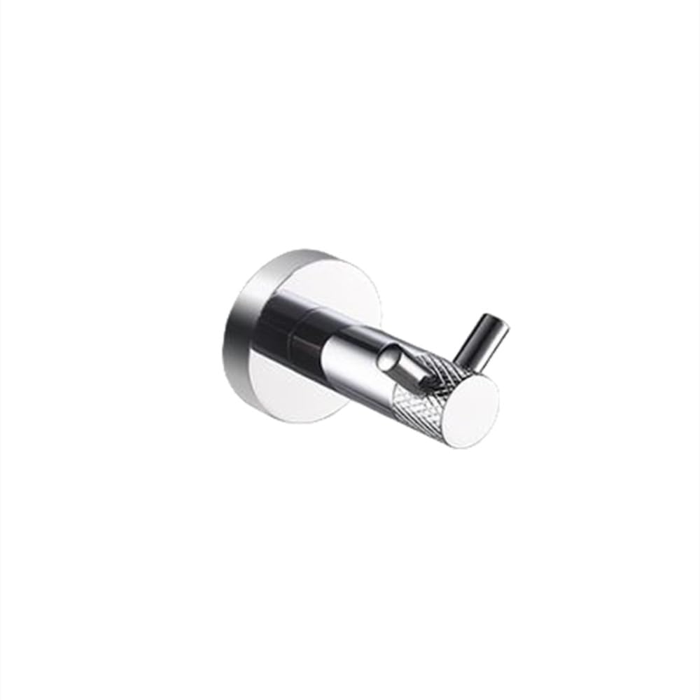 Chrome Bathroom Accessories Set Wall Mount Knurled Bath Shelf Robe Hanger Toilet Paper Holder Towel Bar Rack Stainless Steel,Double Robe Hook