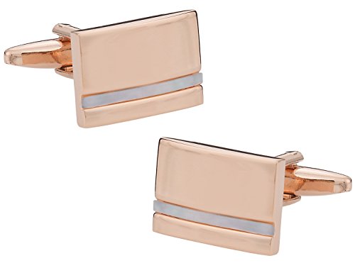 Cuff-Daddy Rose Gold Cufflinks Set With Presentation Gift Box With White Mother Of Pearl For Groom Gifting Rose Gold Cufflinks For Men Storage Travel Box Set Mens Wedding Cufflinks Gifts Sets #TOP14