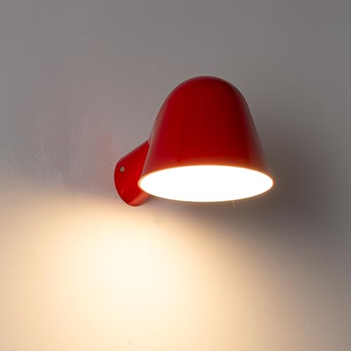 Aplique de pared rojo Alpinaluz E14 con pantalla cónica inclinada