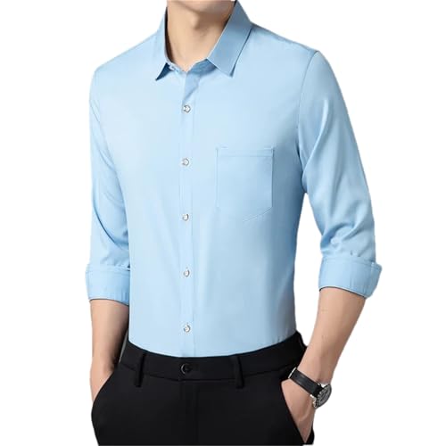 Chemise à manches longues pour homme bleu clair en taille L avec col à revers boutonné