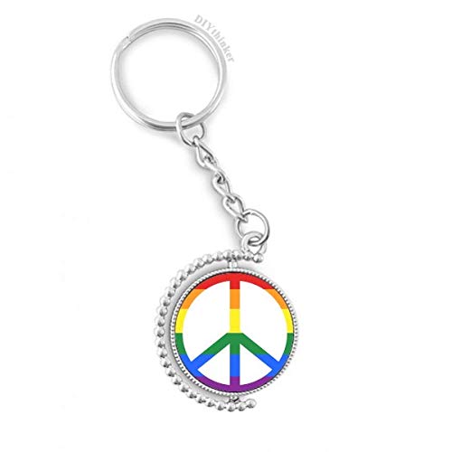 Key ring chain LGBT arc-en-ciel anti-guerre et porte-clés rotatif multicolore pour homme et femme