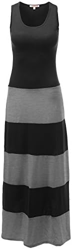 Awesome21 Women's Casual Soft Stretch Bold Striped Sleeveless Dress Made in USA