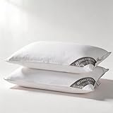 HOMEFOUCS Luxury Feather and Down Pillows, pack of 2 100% Cotton Shell, Soft Hotel Quality Pillows (30% Down)