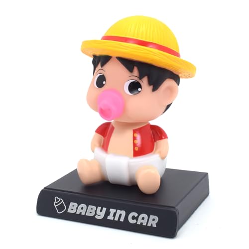 Image of Super Hero Action Figure Limited Edition Bobblehead with Mobile Holder for Car Dashboard, Office Desk & Study Table (Pack of 1) (Baby Luffy)