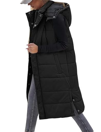 Tuopuda Chaleco Largo para Mujer de Capucha con Cremallera Chaleco Acolchado de Plumas Chaqueta de Invierno sin Mangas Abrigo de Cálidos on Bolsillos(Negro,XL) | Ya disponible en tu tienda friki favorita! En mundofriki.es!