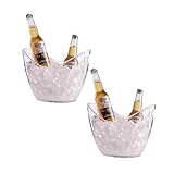 Clear Ice Bucket 2 Pack, 4L Acrylic Ice Buckets for Parties - Beverage Tub for Champagne, Beer, Wine Bottles, Large Drink Cooler Bin for Home or Commercial Use