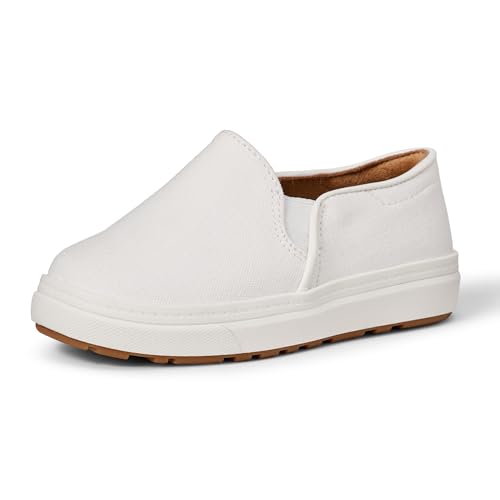 Amazon Essentials Zapatillas Sin Cordones Unisex Niño Pequeño, Blanco Lona, 27 EU