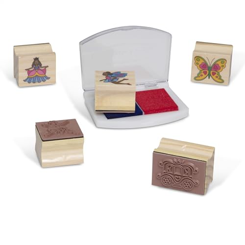 Melissa & Doug Deluxe Wooden Stamp and Coloring Set – Fairy Tale (30 Stamps, 6 Markers, 2 Durable 2-Color Stamp Pads) Fairy Tale-Themed Wooden Stamps for Kids and Coloring Activity Set - image 3
