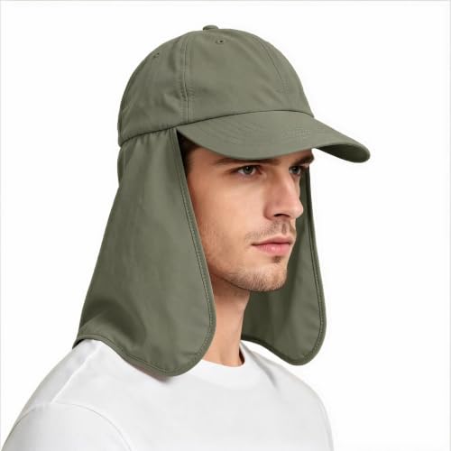 Solaris Sun Hats for Men with Ear Neck Flap Cover UPF 50+ UV Protection Baseball Cap for Safari, Hiking, Fishing, Outdoor Adventures