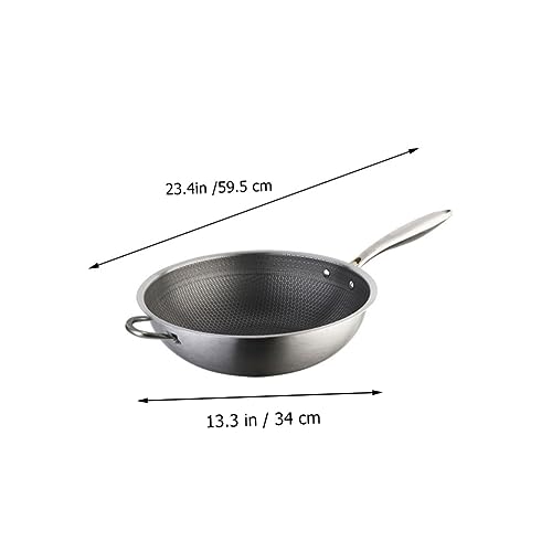 Wok de acero inoxidable con doble mango y fondo plano miniatura 2