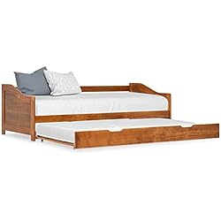 Ksodgun Estructura de sofá Cama con armazón de Cama Nido para habitación de niños, armazón de sofá Cama extraíble con Ruedas (sin colchón), Madera de Pino, 90x200 cm, marrón