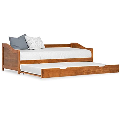 Ksodgun Estructura de sofá Cama con armazón de Cama Nido para habitación de niños, armazón de sofá Cama extraíble con Ruedas (sin colchón), Madera de Pino, 90x200 cm, marrón