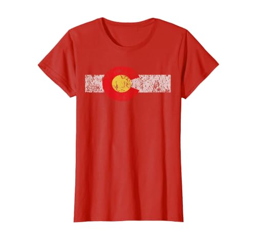 Distressed Colorado State Flag Tshirt Denver Co Patriotic T-Shirt, Women, Red, XX-Large