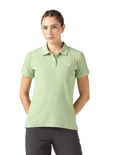 Image of TECHNOSPORT Womens Polyester Slim Fit Solid Half Sleeve Polo Matpiq T-Shirt with Techno Dry, Anti Static for Regular Use