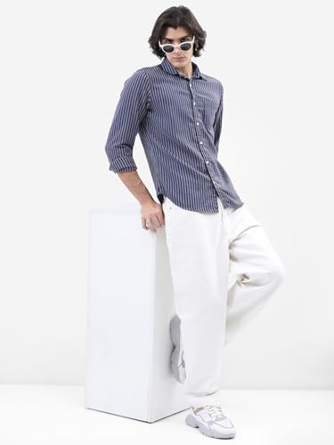 Image of Highlander Men's Slim Fit Striped Shirt | Full Sleeves | Everyday Wear Stylish Shirts for Men