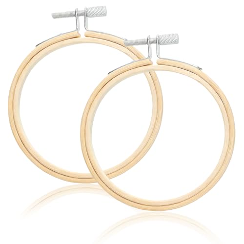 2 Pack Embroidery Hoops 3 Inch Round Embroidery Hoops Natural Wood Cross Stitch Hoop with Adjustable Screw for Friendly Embroidery Cross Stitch Craft & Beginner and DIY Decoration