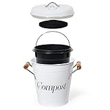 Alta calidad: el cubo de compost está provisto de un revestimiento ecológico que protege eficazmente contra la oxidación. El cubo interior está hecho de plástico resistente y no es fácil de dañar o corroer.