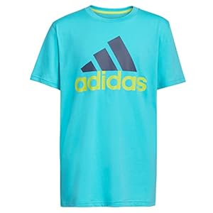 adidas Boys’ Short Sleeve Cotton Jersey Logo T-Shirt Tee (X-Large, Semi Mint Rush)