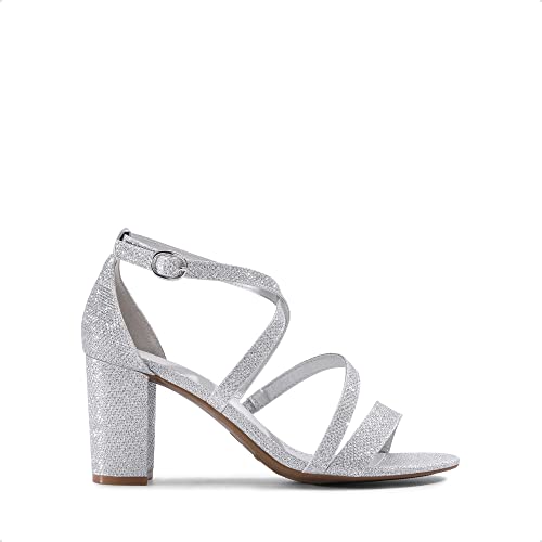 Image of DREAM PAIRS Women's Block Chunky Heels Sandals Open Toe Ankle Strappy Comfortable Dressy Sandals for Bridal Wedding Prom Party with Adjustable Cross Strap