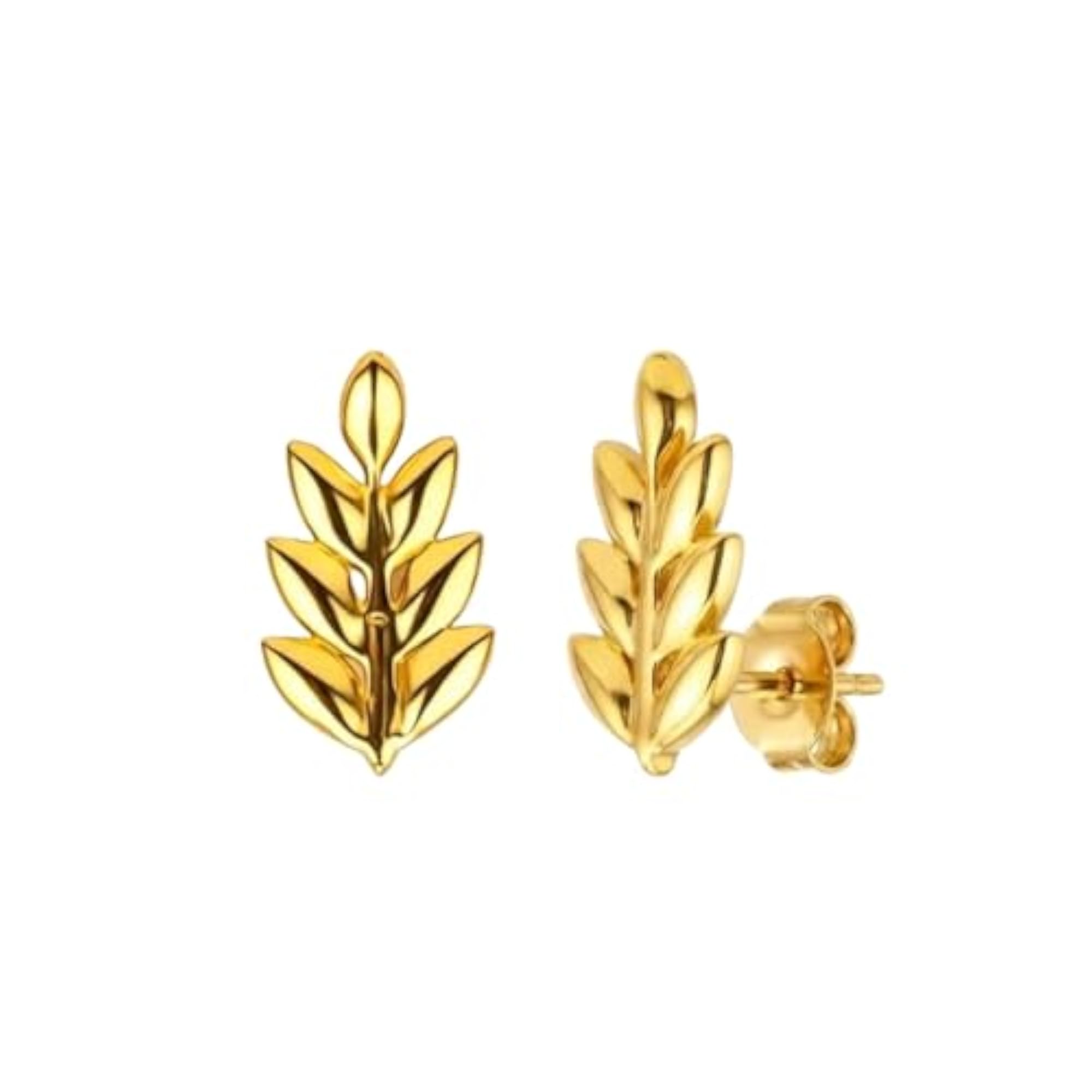 Women's Gold-Plated Sterling Silver Leaf Motif Earrings