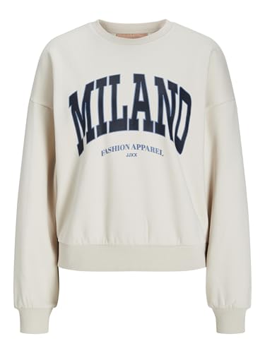 JACK & JONES Jxmerle RLX Short LS Crew Swt Sudadera, Moonbeam/Print:Milano, S para Mujer