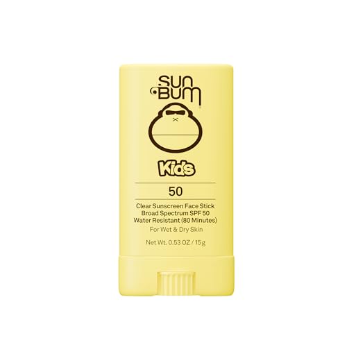 Sun Bum Kids SPF 50 Clear Face Stick Sunscreen - Wet or Dry Skin Application Broad Spectrum Sunscreen with Vitamin E - Hawaii Act 104 Compliant (Without Octinoxate & Oxybenzone) - Travel Size 0.53 oz