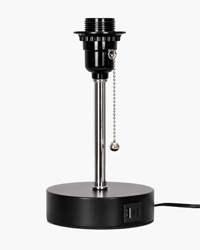 Image of Homesake Bedside Lamp for Bedroom Nightstand Table Light with USB A | C Charging Port, Desk Lamp, Pull Chain Light, Side Table Desk Reading Lamp, Living Room Gift, (Jute Cylinder)