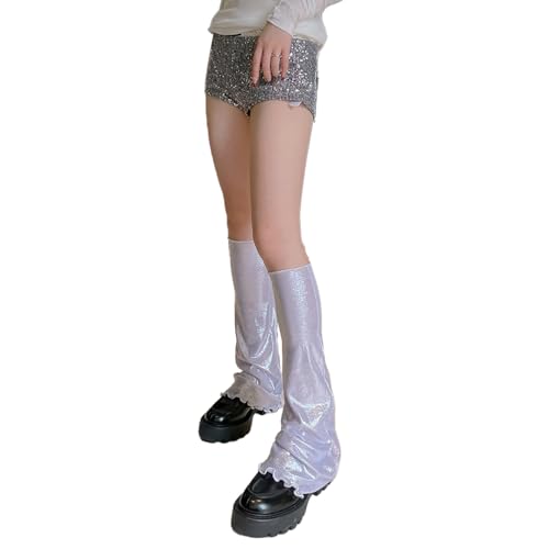Triplewood Summer Stretchy Flared Leg Warmers Sparkle Y2K Leg Sleeves for Women, Thin Breathable Rave Leg Socks2