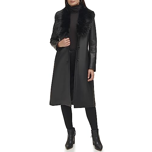 Kenneth Cole Women's Leather & Faux Fur Belted Trench Coat