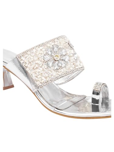 Image of TRYME Fancy Embroidery Kitten Heel Sandal Stylish Embellished Wedding Footwear Sandals For Women & Girls