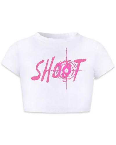 Image of Betusline Girls & Women Basic Summer Short Sleeve Slim Fit T-Shirts Soft Crewneck Crop Y2k Tee Cute Gym Fashion Clothes