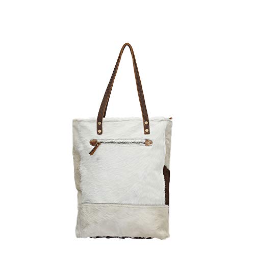 Black and White Impression Genuine Hair On Leather Tote Bag2