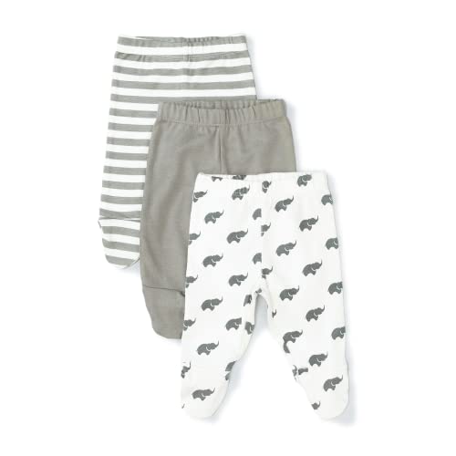 Image of MONICA + ANDY 3 Pack Baby Pant Bundle - Unisex Boys & Girls GOTS Certified Organic Cotton Baby Pants with Feet